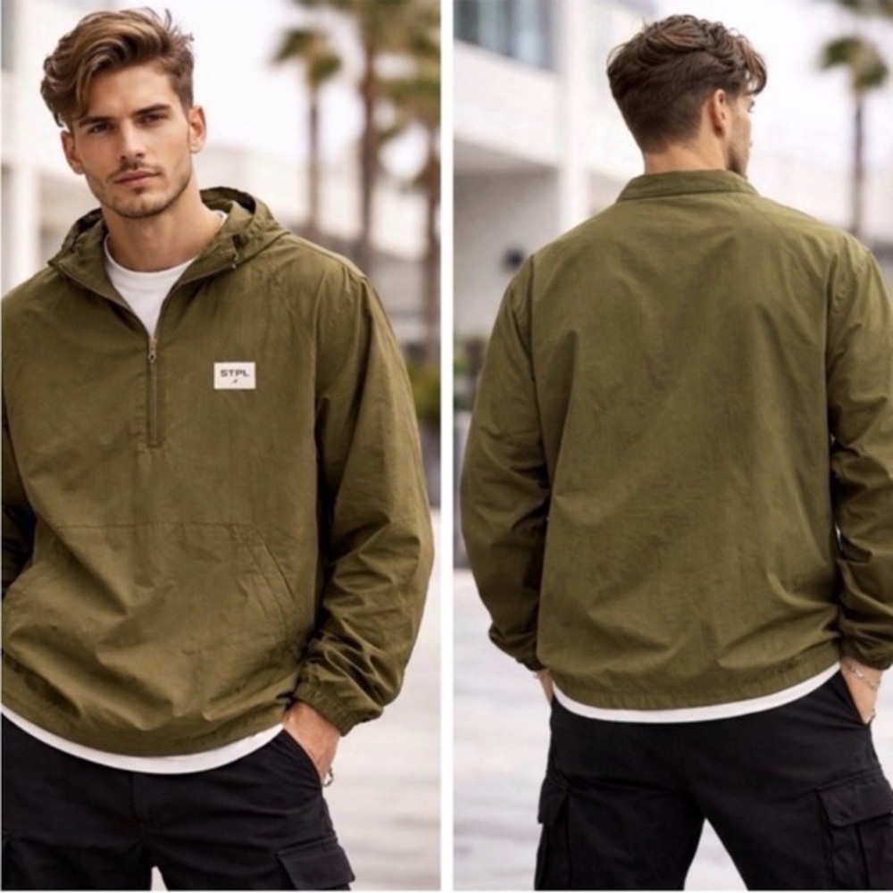 🆕 Staple Olive Windbreaker Jacket. L. NWT!💥 - Picture 1 of 4